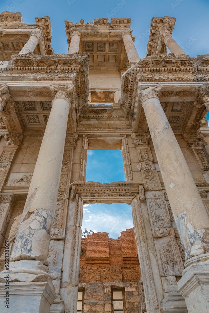 Detail from Library of Celsus in Ephesus Ancient City in Turkey.