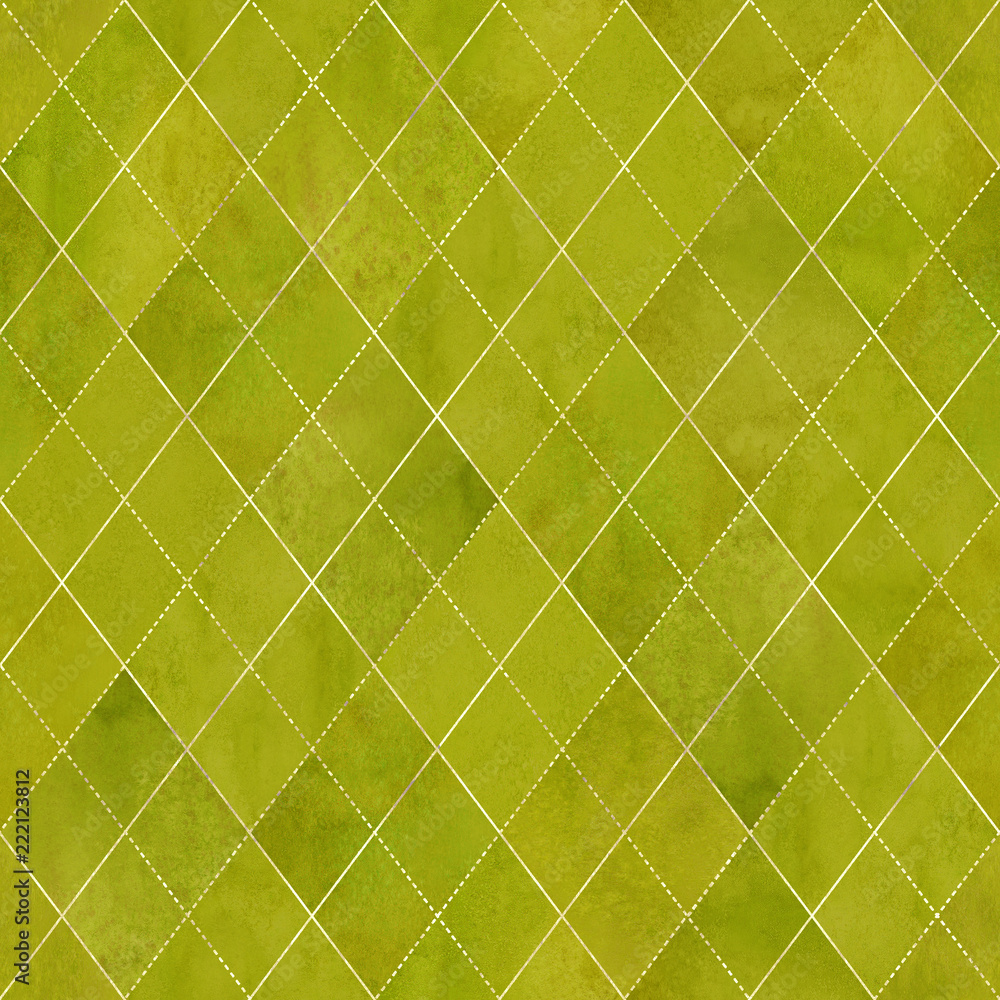 Fototapeta premium Argyle geometric watercolor seamless pattern