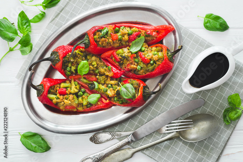 Vegan stuffed pepper with soy meat
