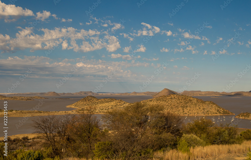 Landscape Gariep Dam in the Karoo natural region of South Africa image with copy space Landscape Gariep Dam in the Karoo natural region of South Africa image with copy space