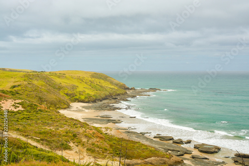 Pacific ocean coast near Omapere, New Zealand