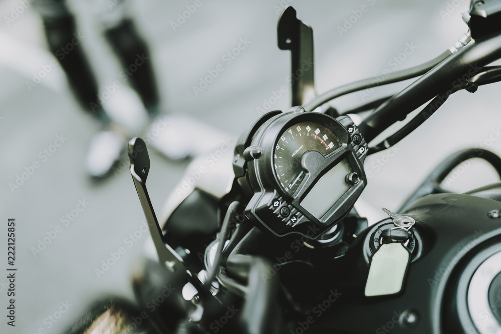 Black Speed Motorcycle Steering Wheel. Front View. Black Speed Motorcycle Steering Wheel. Front View.
