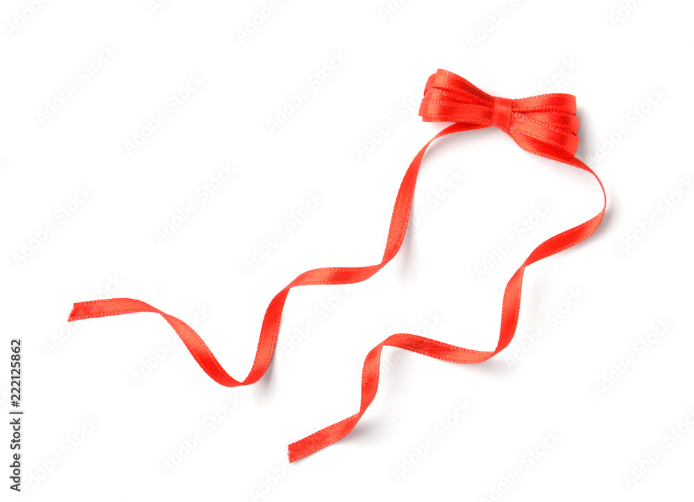 Beautiful bow made from red ribbon on white background Beautiful bow made from red ribbon on white background