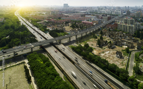 Aerial photography of Shanghai Rapid Viaduct in Shanghai, China