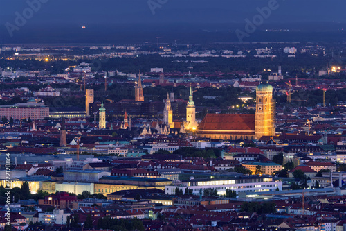 Night aerial view of Munich  Germany