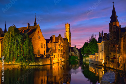 Famous view of Bruges  Belgium