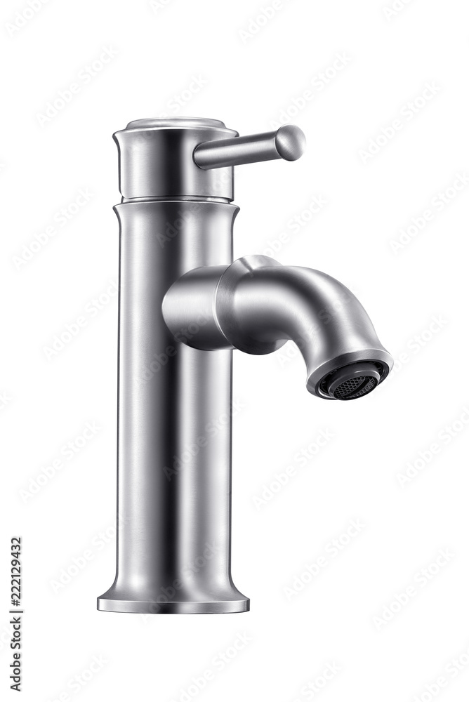 Lead-free stainless steel faucet still life photography white background Lead-free stainless steel faucet still life photography white background
