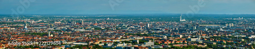 Fototapeta Naklejka Na Ścianę i Meble -  Aerial panorama of Munich. Munich, Bavaria, Germany
