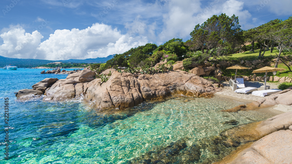 Little beach of Emerald coast, near Spiaggia Capriccioli, east Sardinia island, Italy