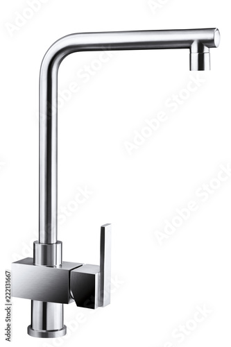 Stainless steel lead-free faucet in white background