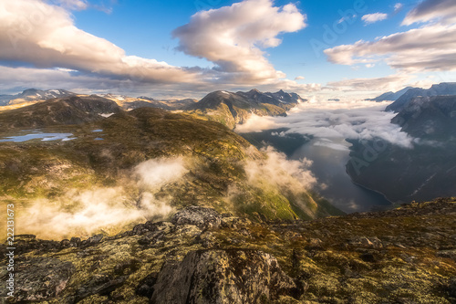 Aerial view of  Eikesdalen fjord  in central Norway . photo