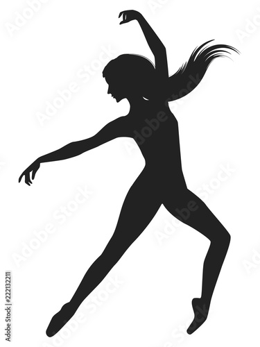 Silhouette of dancer with long hair - isolated on white background - vector art. © istorsvetlana