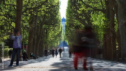 Beautiful full HD timelapse of a lane in park Jardin des Plantes in spring in Paris, France