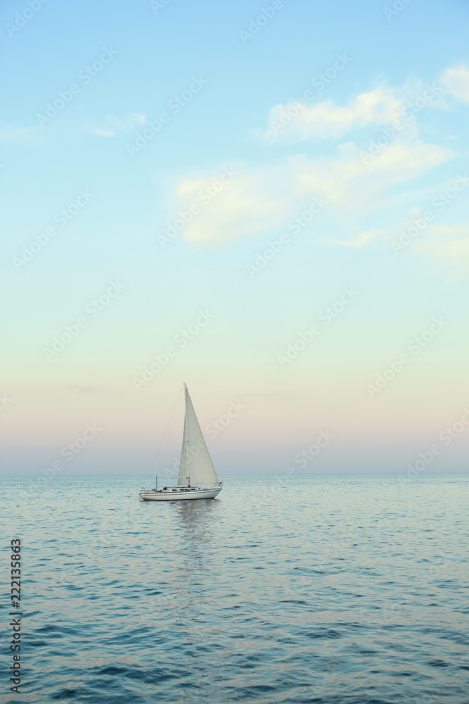 Beautiful seascape with vessel on summer day