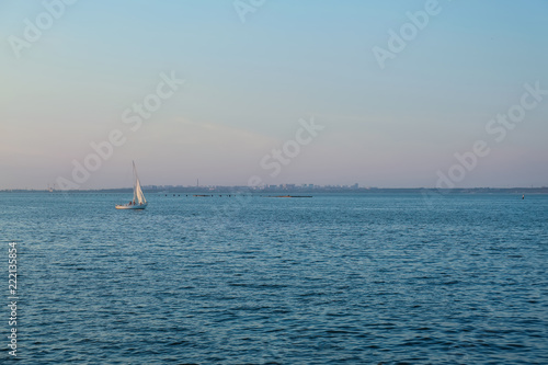 Beautiful seascape with vessel on summer day