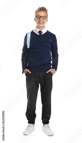 Teenage boy with backpack o...