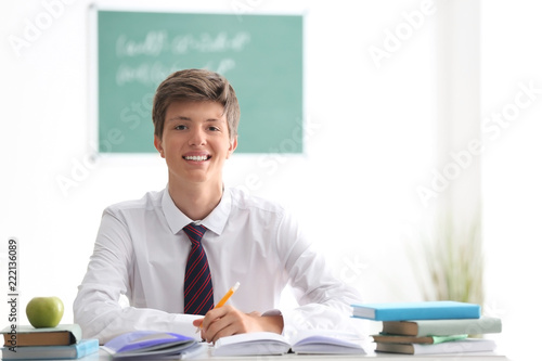 Teenage boy at lesson in cl...