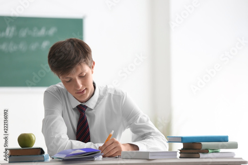 Teenage boy at lesson in cl...