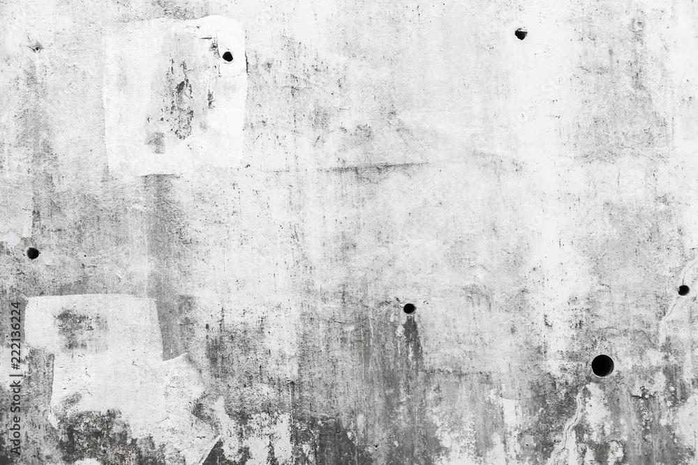 Grungy gray concrete wall with white paint - obrazy, fototapety, plakaty 