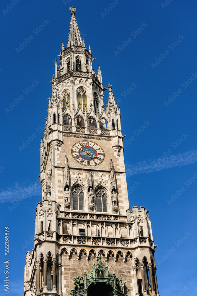 New Town Hall Close up of the bell tower - Neue Rathaus - Munich Germany