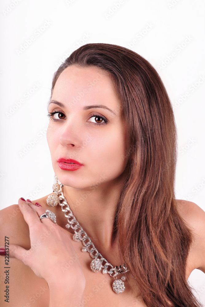 young beautiful fashion woman with jewelry accessories