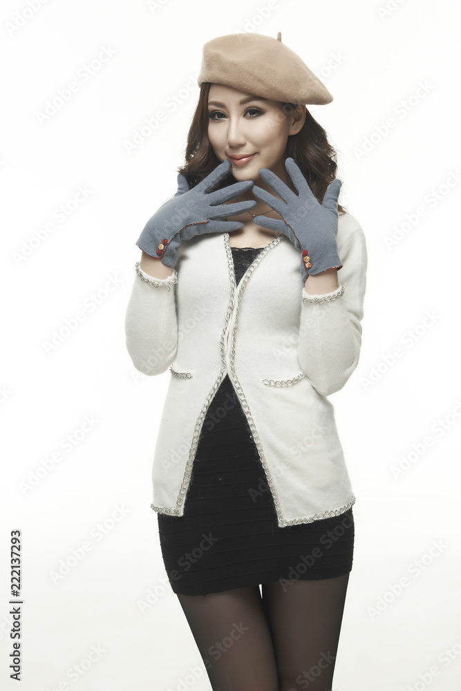 Portrait of mature sexy and generous Asian girl in white background Portrait of mature sexy and generous Asian girl in white background