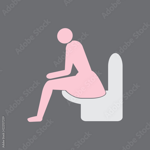Diarrhea female vector icon. Man sitting on the toilet. Medicine or antibiotic side effect.
