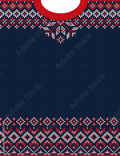 Merry Christmas Happy New Year greeting card frame knitted pattern