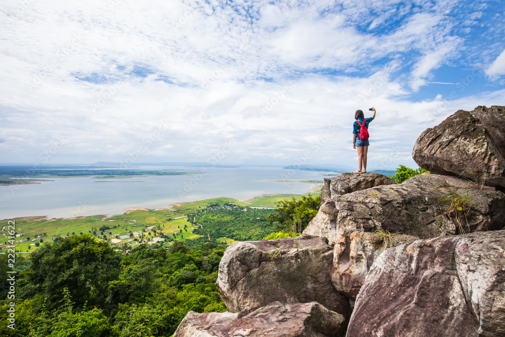 Fototapeta premium Landscape of lake in Nam-Phong national park, Khon-Kaen province, Thailand.