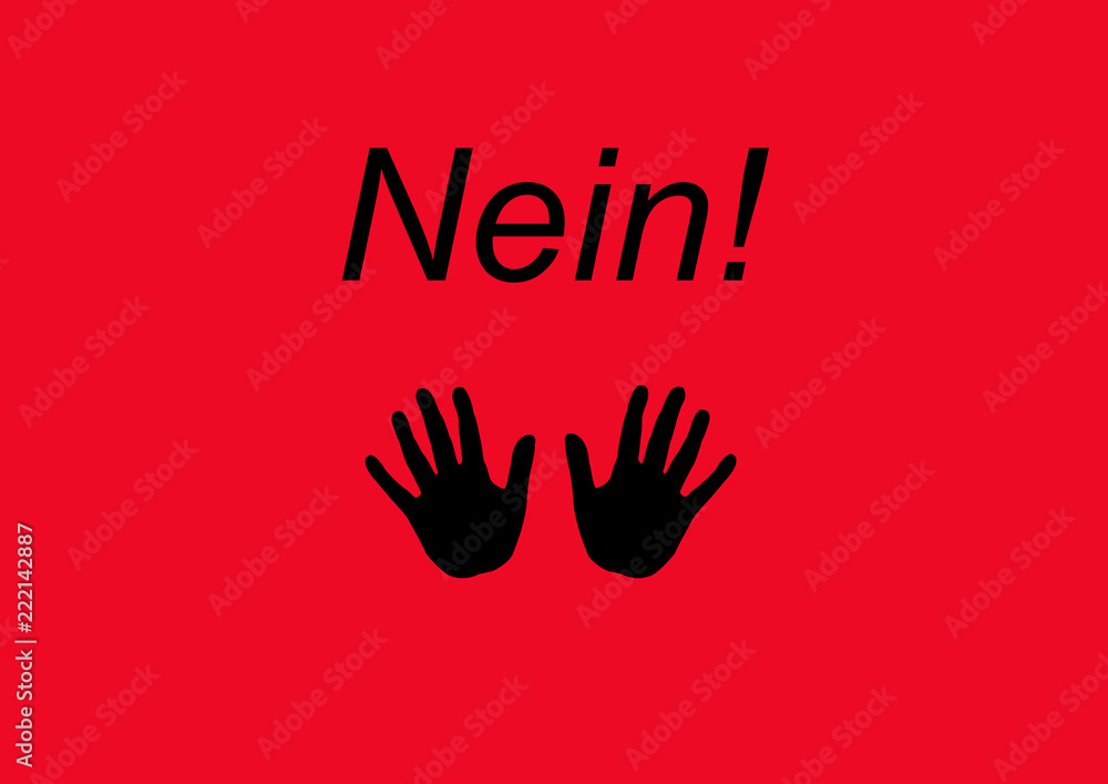 Fototapeta premium Nein Schriftzug auf roten Hintergrund