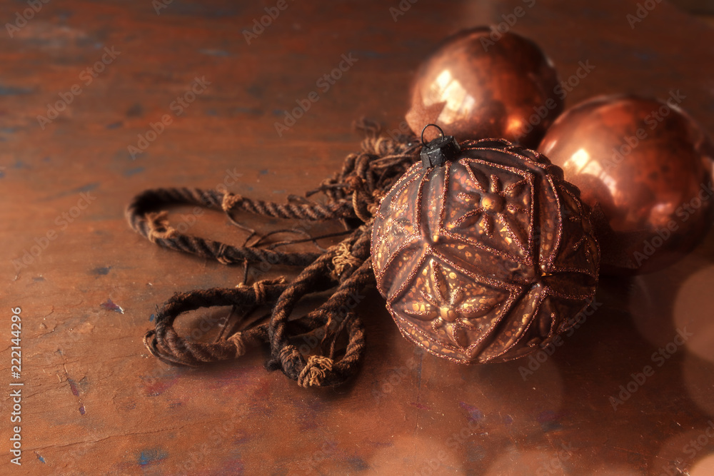 Christmas balls in copper color Christmas balls in copper color