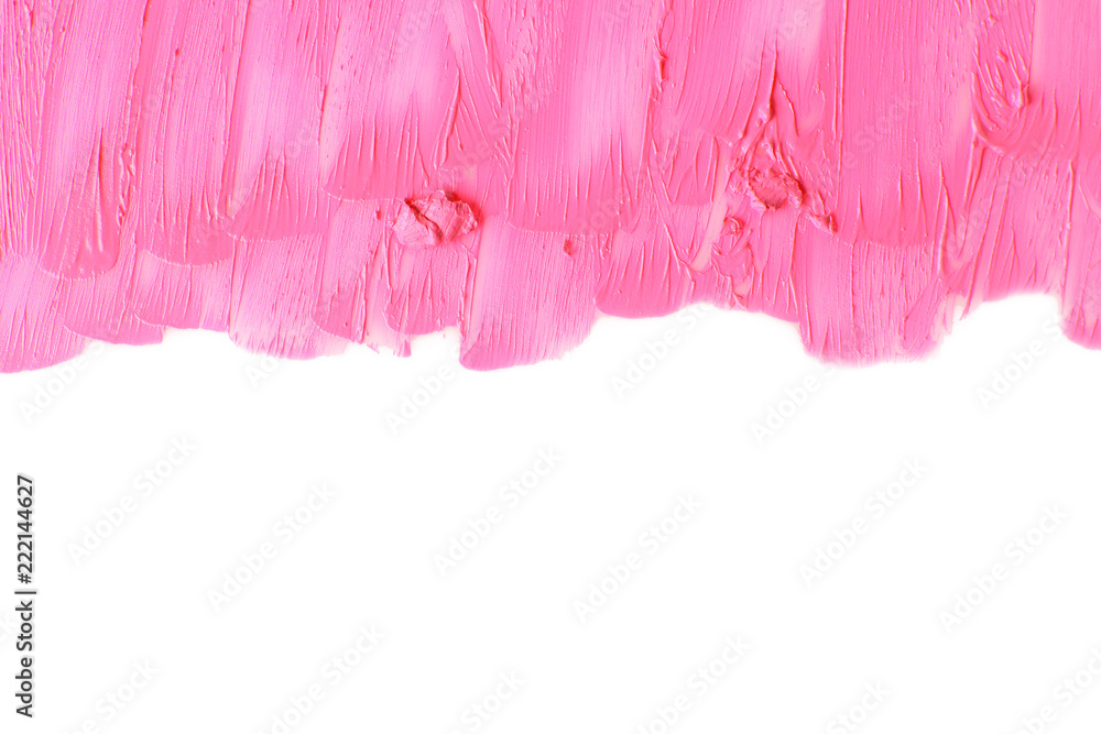 Strokes of pink lipstick on white background
