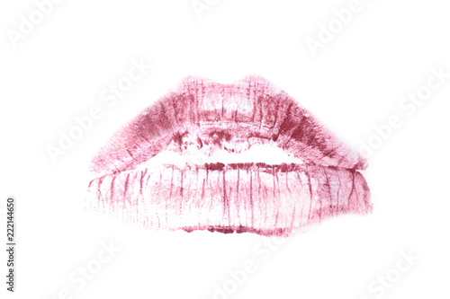 Plakat w ramie Lipstick kiss mark on white background
