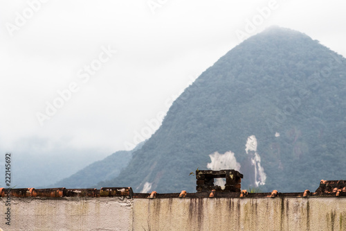 chimney and background mountains