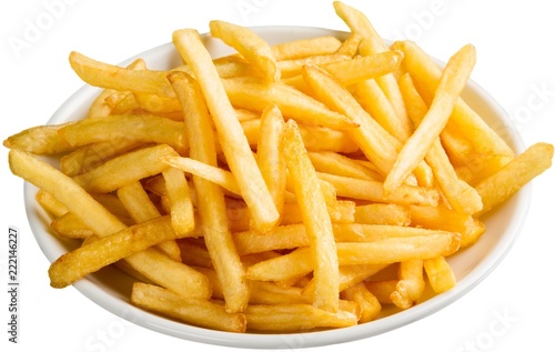 French Fries On Plate - Isolated