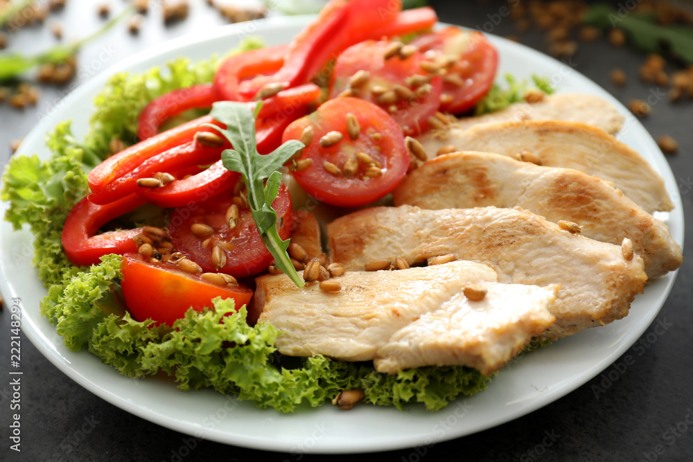 Tasty chicken salad on plate Tasty chicken salad on plate
