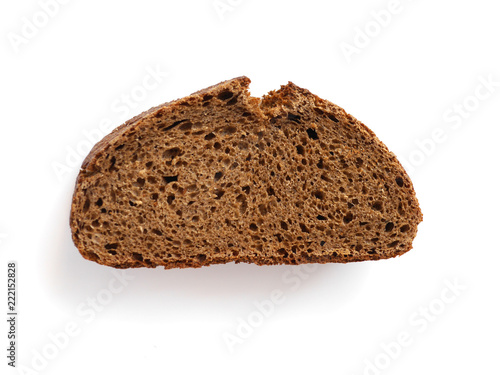 Rye bread sliced isolated on white background top view.