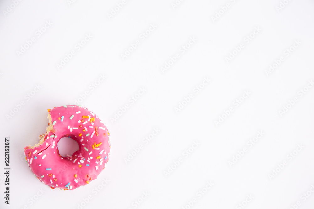 pink donut on white background