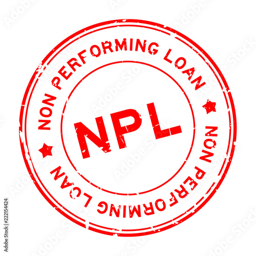 Grunge red NPL word (abbreviation of non performing loan) round rubber seal stamp on white background