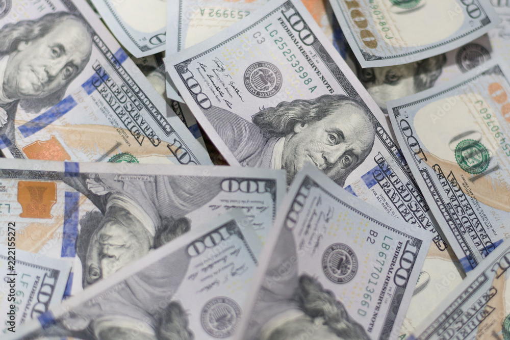 Background of one hundred dollar bills Background of one hundred dollar bills