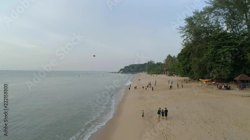 Slow moving shot over the beach in Penang, Malaysia. photo