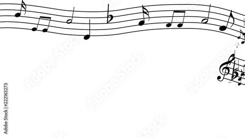 Cuadro en lienzo Treble clef and musical notes on a white background. Design.