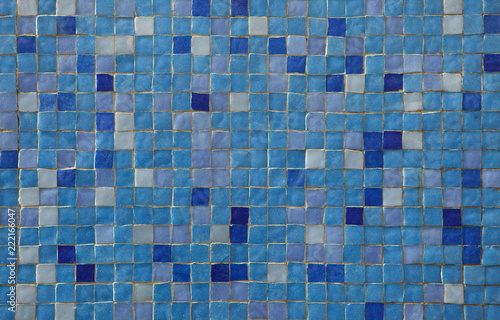 Blue mosaic tiles.