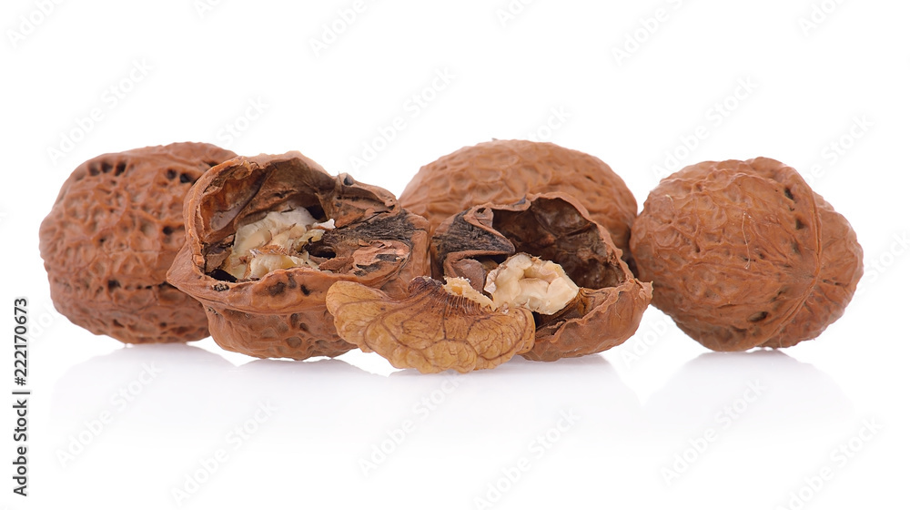 Walnuts closeup isolated on white background Walnuts closeup isolated on white background