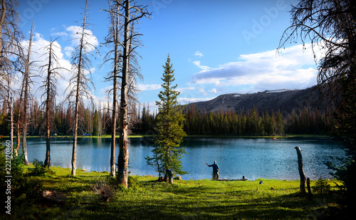Scenic Crystal lake landscape in Uinta Wasatch national forest photo