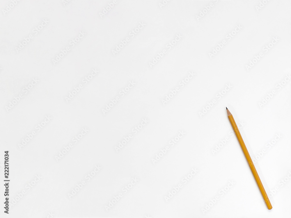 pencil on white paper sheet. inscription board. Copy space for text pencil on white paper sheet. inscription board. Copy space for text