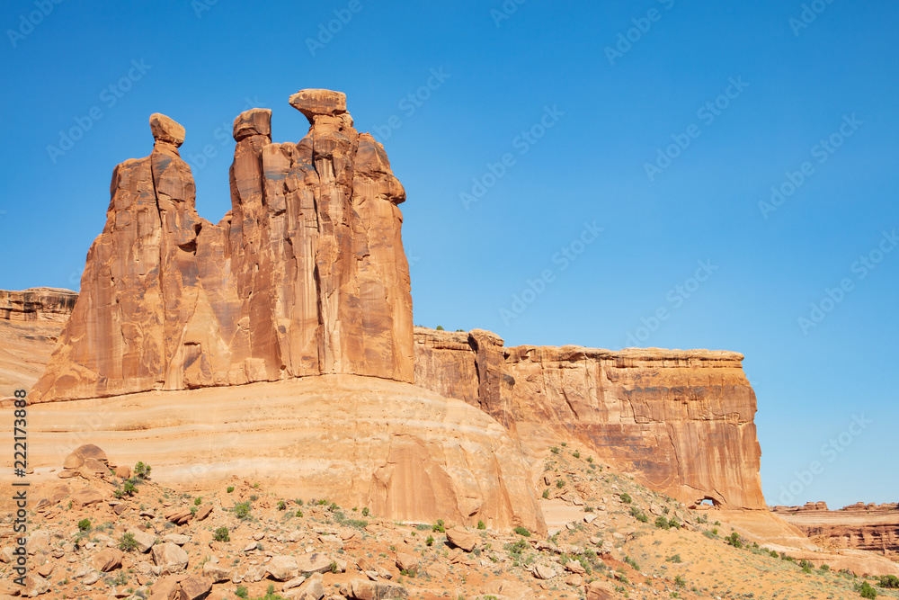 Iconic sculpted Slick Rock found along the Park Avenue Trail in Arches National Park Iconic sculpted Slick Rock found along the Park Avenue Trail in Arches National Park