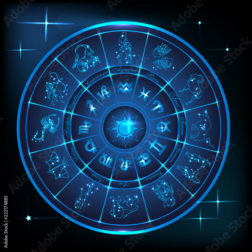 Blue horoscope circle