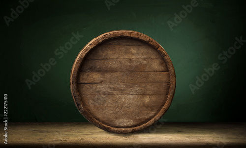 background of barrel and worn old table of wood