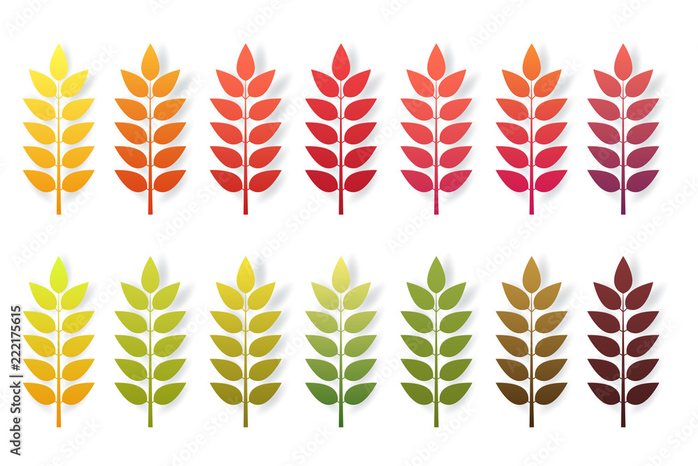 Paper cut autumn leaves set. Fall leaves colorful paper collection. Vector illustration. Paper cut autumn leaves set. Fall leaves colorful paper collection. Vector illustration.
